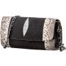 Невелика сумка - клатч з натуральної шкіри морського ската чорного кольору STINGRAY LEATHER (024-18219) - 1