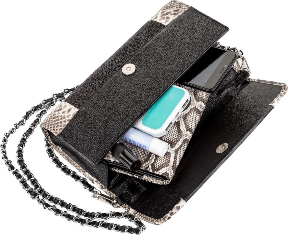 Небольшая сумка - клатч из натуральной кожи морского ската черного цвета STINGRAY LEATHER (024-18219) modnotak фото №3