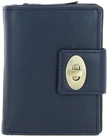 Компактний жіночий гаманець із натуральної шкіри Ashwood Y60 Navy 97800 темно-синього кольору