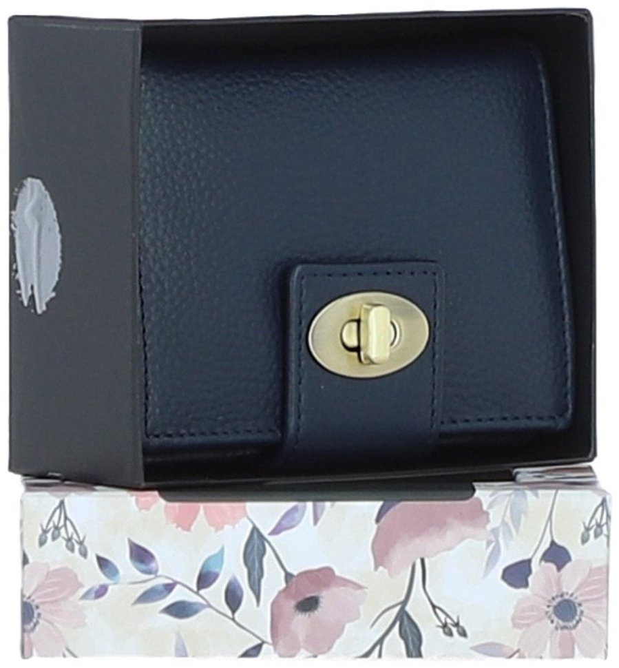 Компактный женский кошелёк из натуральной кожи Ashwood Y60 Navy 97800 тёмно-синего цвета modnotak фото №4