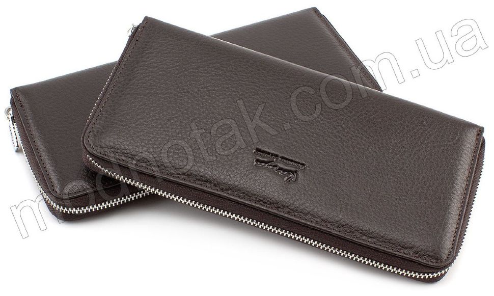Коричневий тонкий гаманець на блискавки KARYA (0951-39)