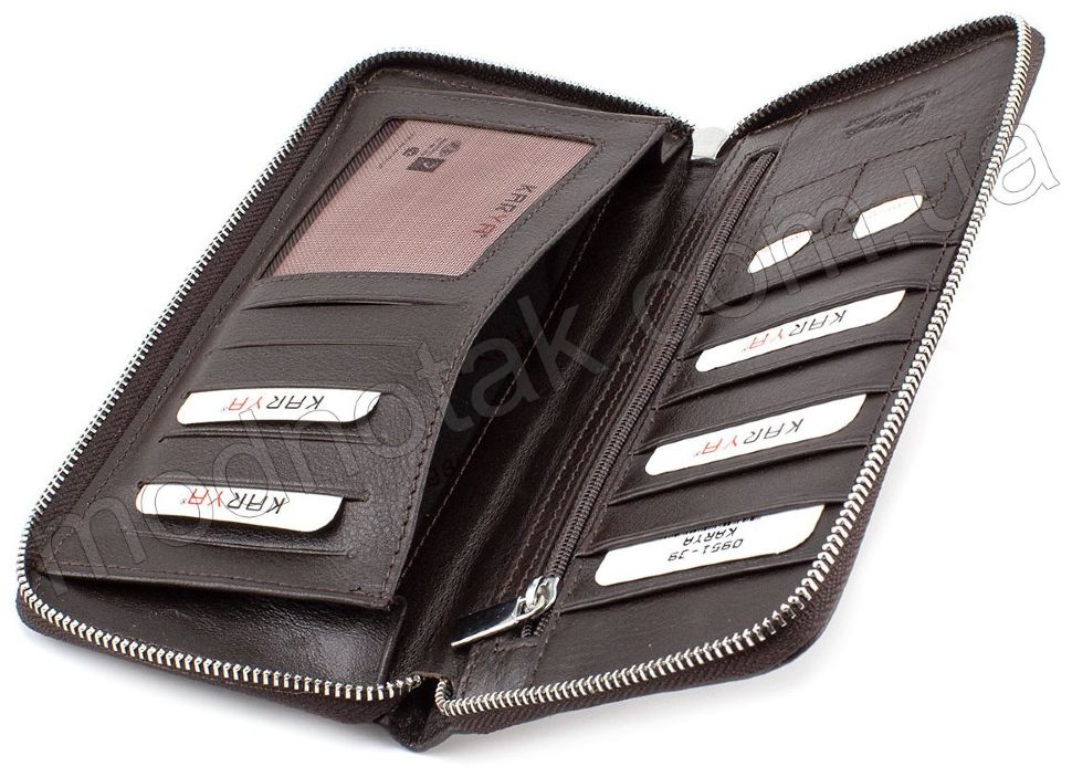 Коричневий тонкий гаманець на блискавки KARYA (0951-39)