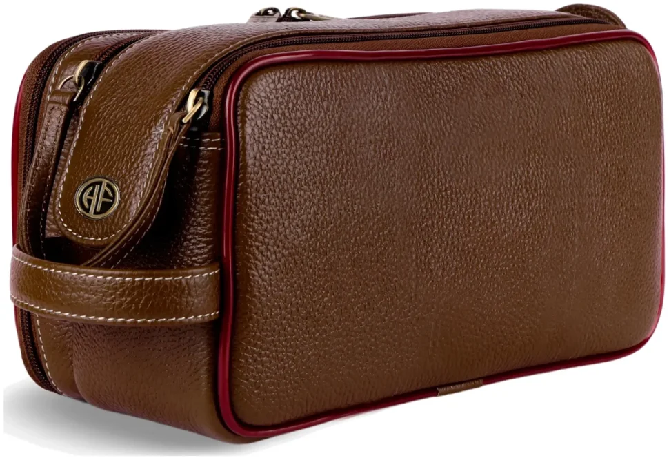 Кожаный несессер на 2 вместительных отделения с кистевым ремешком Hammonds Flycatcher TC4002-1 Brushwood коричневый 108000 modnotak фото №1