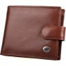 Гладкое коричневое мужское портмоне из натуральной кожи на кнопке ST Leather (21527) - 1