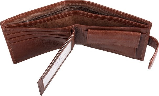 Гладке коричневе чоловіче портмоне з натуральної шкіри на кнопці ST Leather (21527)