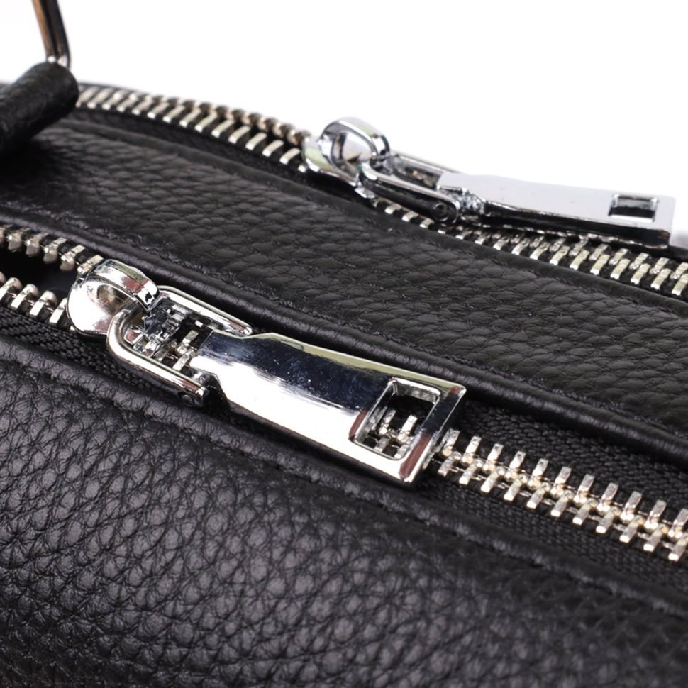 Компактна жіноча сумка з фактурної шкіри на два відділення Vintage 98200 чорного кольору фото №5 Компактна жіноча сумка з фактурної шкіри на два відділення Vintage 98200 чорного кольору modnotak фото №5