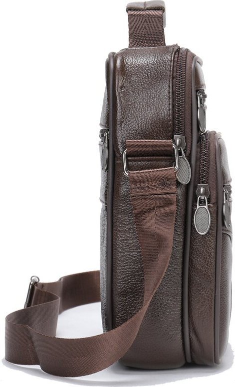 Чоловіча шкіряна сумка коричневого кольору з ручкою VINTAGE STYLE (20246)