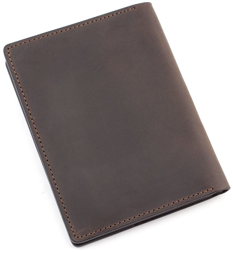 Кожаная обложка для паспорта и автодокументов коричневого цвета Grande Pelle (13068)
