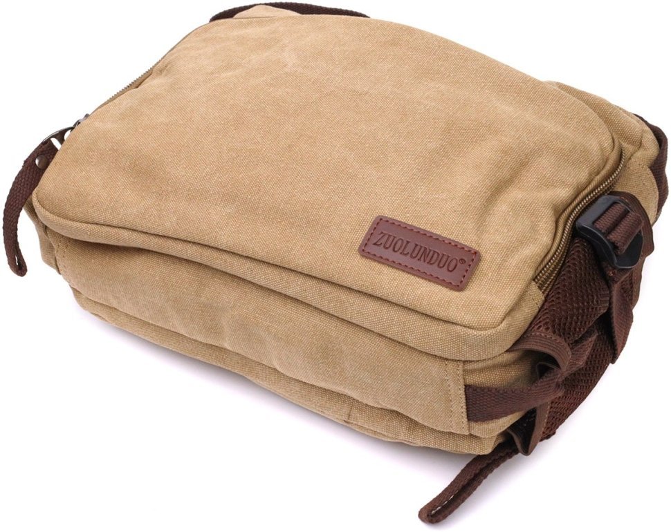 Чоловіча сумка-месенджер середнього розміру із текстилю пісочного кольору Vintage 2422206