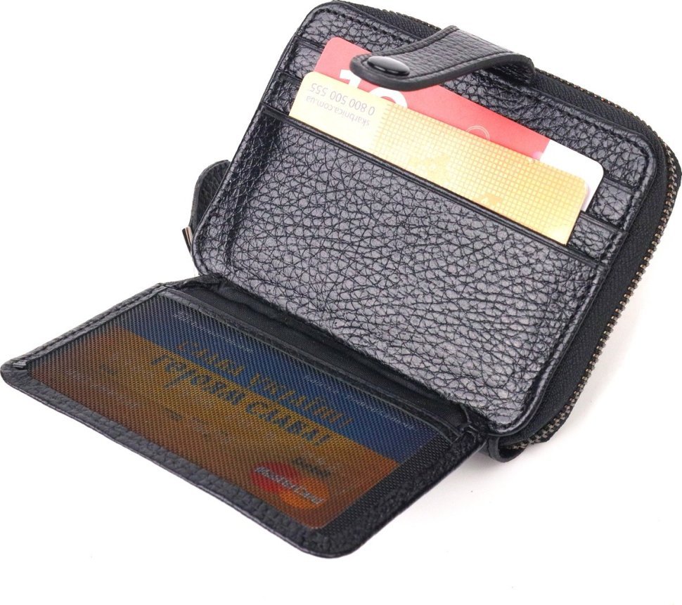 Чорно-червоний жіночий гаманець маленького розміру з натуральної шкіри CANPELLINI (2421490)