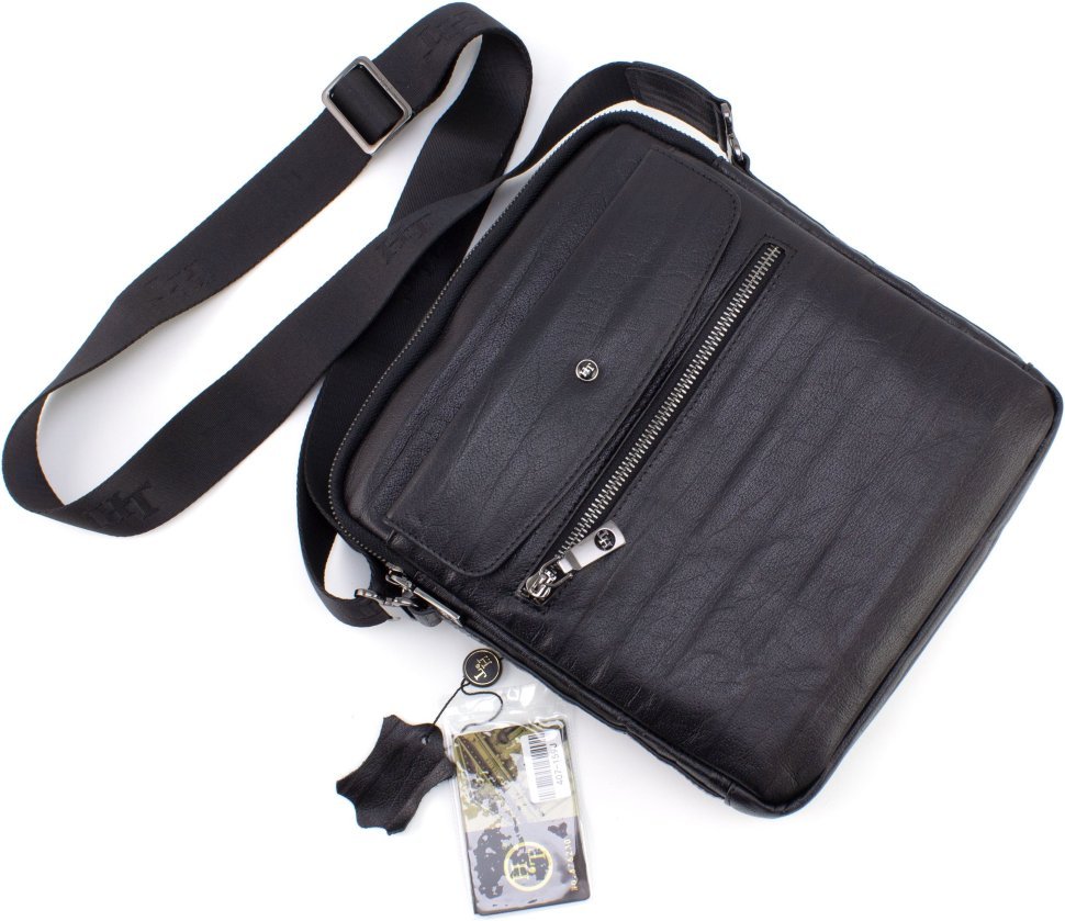 Вместительная кожаная мужская сумка через плечо на два отделения H.T. Leather 68600