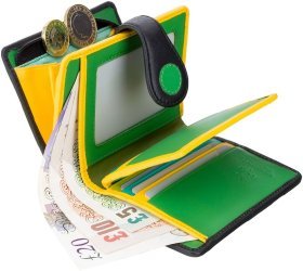 Невеликий жіночий гаманець з натуральної шкіри в різнобарвний горошок Visconti Pluto 68900