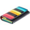 Черный кожаный женский кошелек с разноцветными полосками Visconti Kos 69000 - 12