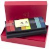 Черный кожаный женский кошелек с разноцветными полосками Visconti Kos 69000 - 10