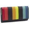 Черный кожаный женский кошелек с разноцветными полосками Visconti Kos 69000 - 1