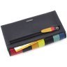 Черный кожаный женский кошелек с разноцветными полосками Visconti Kos 69000 - 4