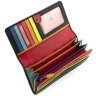Черный кожаный женский кошелек с разноцветными полосками Visconti Kos 69000 - 2