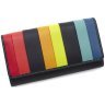 Черный кожаный женский кошелек с разноцветными полосками Visconti Kos 69000 - 3