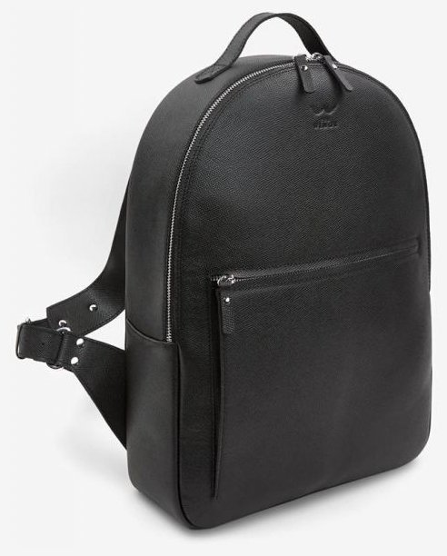 Чорний рюкзак із натуральної шкіри саф'яно на блискавці BlankNote Groove L 79000