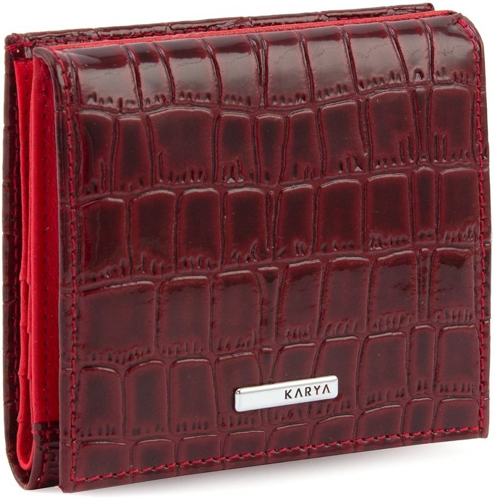 Маленький червоний жіночий гаманець із натуральної шкіри під крокодила KARYA (19517)