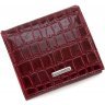 Маленький червоний жіночий гаманець із натуральної шкіри під крокодила KARYA (19517) - 3