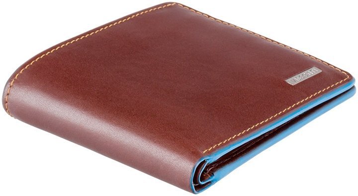 Коричневе чоловіче портмоне з натуральної шкіри з синьою облямівкою та RFID - Visconti Ozwald 69100