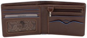 Коричневое мужское портмоне из натуральной кожи с синей каемкой и RFID - Visconti Ozwald 69100