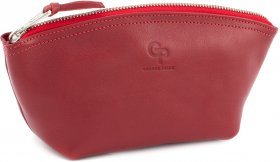 Шкіряне жіноче косметичка в червоному кольорі із застібкою Grande Pelle (15478)