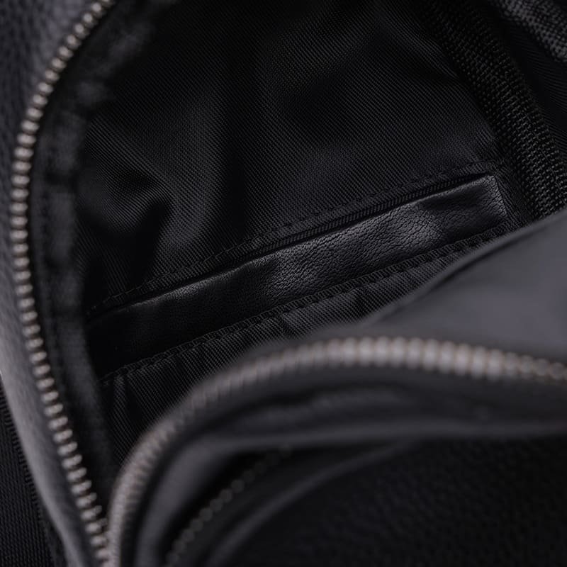 Качественный мужской рюкзак слинг через плечо из натуральной кожи Keizer 89600 Черный modnotak фото №5