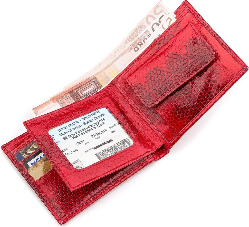 Женское портмоне красного цвета из кожи змеи SEA SNAKE LEATHER (024-18275)
