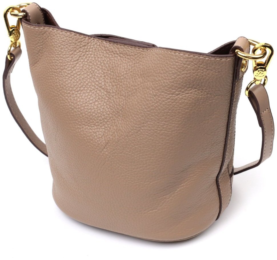 Бежевая женская сумка из натуральной кожи со съемной косметичкой Vintage 2422364