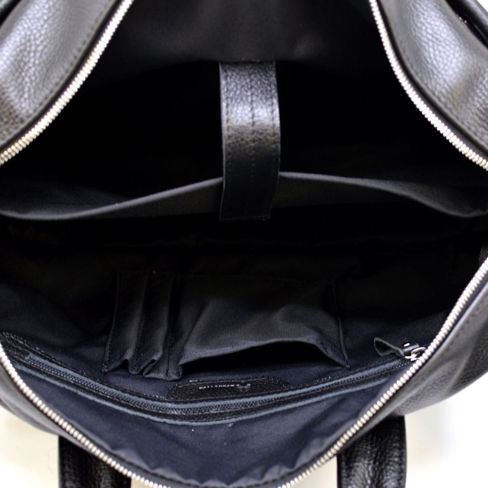 Крупная мужская сумка для ноутбука и документов из черной кожи флотар TARWA (21736)