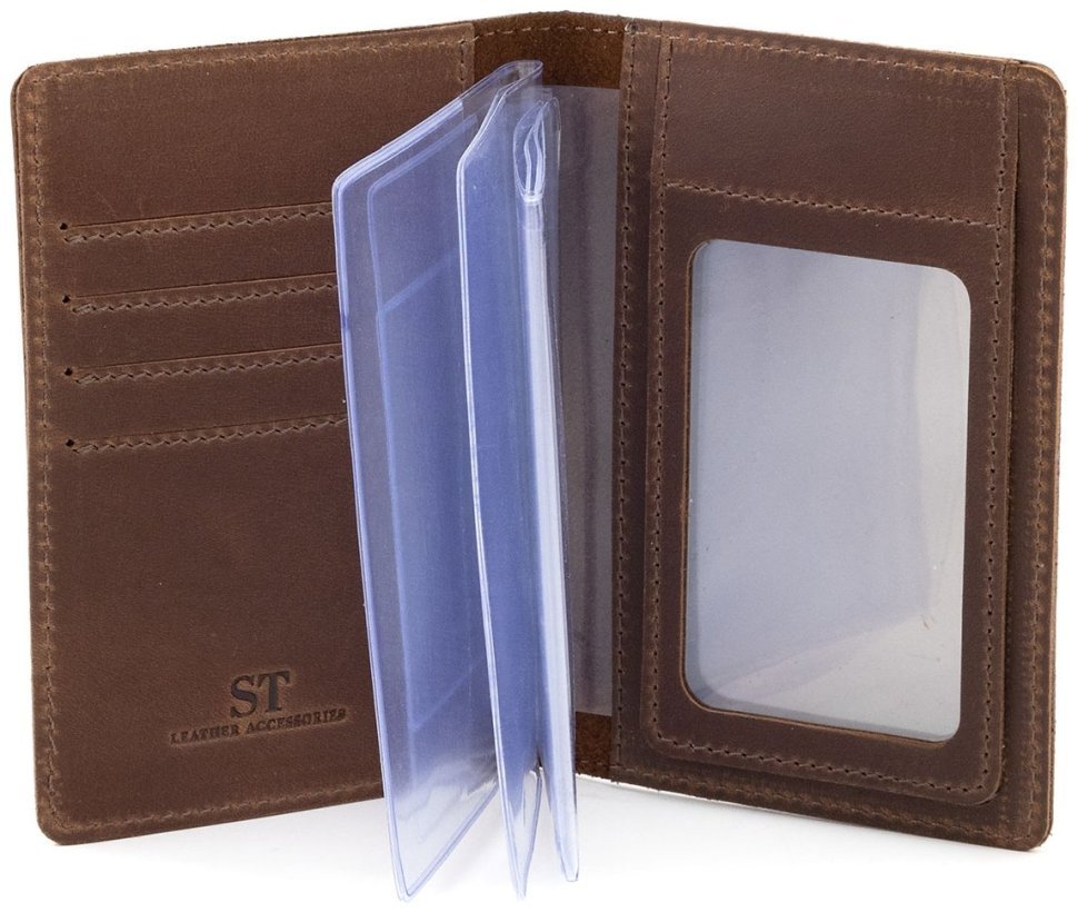 Коричневая винтажная кожаная обложка для автодокументов с изображением Гелендваген 90801 modnotak фото №2