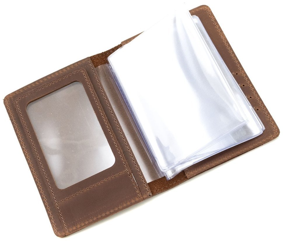 Коричневая винтажная кожаная обложка для автодокументов с изображением Гелендваген 90801 modnotak фото №6