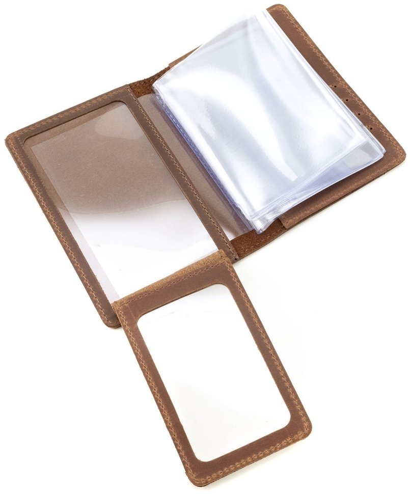 Коричневая винтажная кожаная обложка для автодокументов с изображением Гелендваген 90801 modnotak фото №7