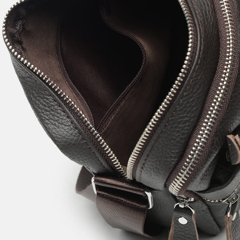 Чоловіча сумка-планшет коричневого кольору з натуральної шкіри на двох блискавках Borsa Leather (15620)