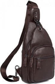 Чоловіча сумка-рюкзак з фактурної шкіри коричневого кольору VINTAGE STYLE (14647)