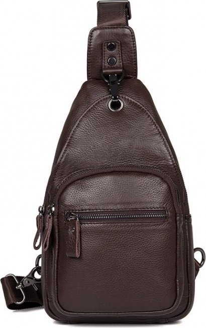 Чоловіча сумка-рюкзак з фактурної шкіри коричневого кольору VINTAGE STYLE (14647)