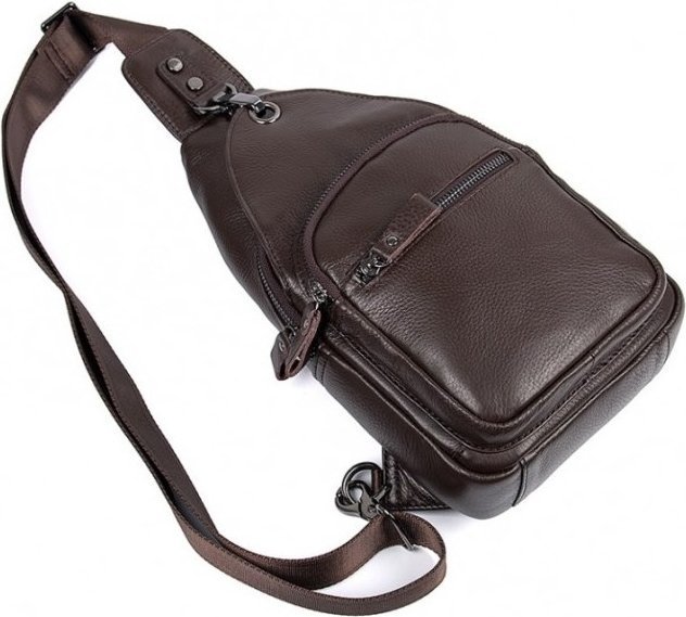 Мужская сумка-рюкзак из фактурной кожи коричневого цвета VINTAGE STYLE (14647)