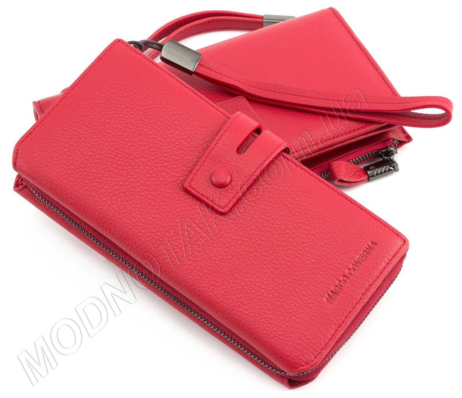 Стильний жіночий шкіряний гаманець червоного кольору Marco Coverna (17016)