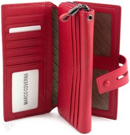 Стильний жіночий шкіряний гаманець червоного кольору Marco Coverna (17016)