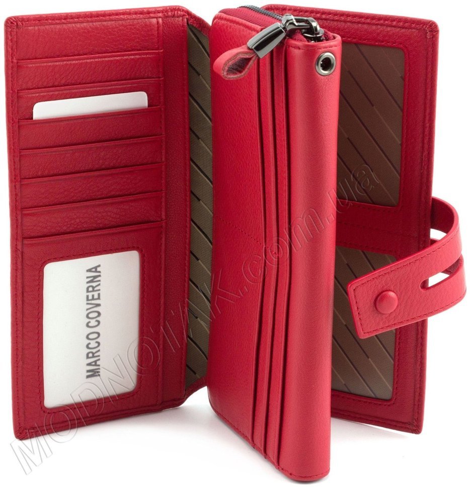 Стильний жіночий шкіряний гаманець червоного кольору Marco Coverna (17016) modnotak фото №2
