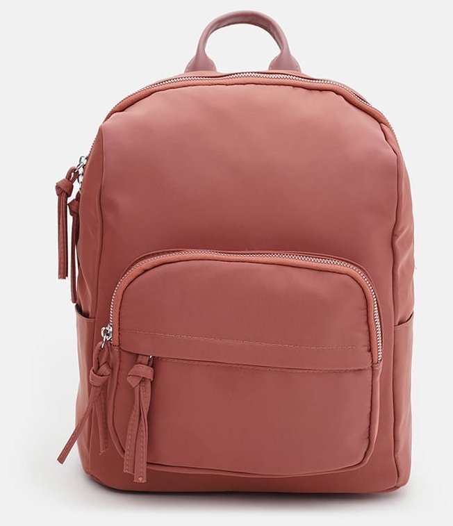 Стильний жіночий рюкзак із текстилю рожевого кольору на блискавці Monsen 71801