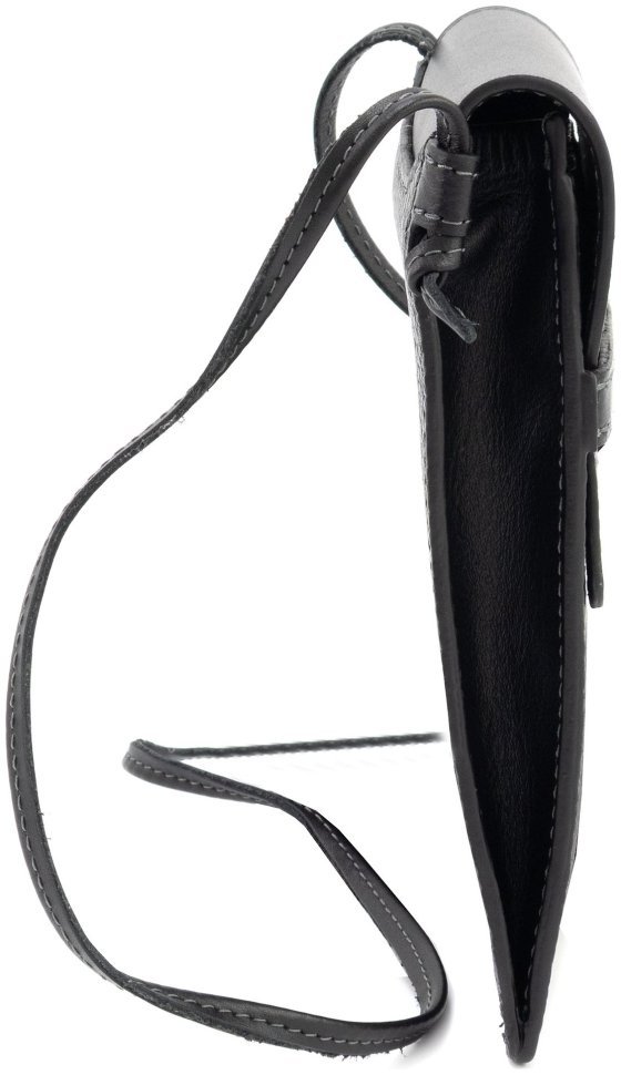 Шкіряна сумочка крос-боді для смартфона Grande Pelle 102301 (чорна) фото №3 Шкіряна сумочка крос-боді для смартфона Grande Pelle 102301 (чорна) modnotak фото №3