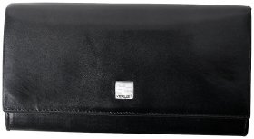 Женский кошелек с монетницей поцелуйчик Tokyo из кожи черного цвета VERUS 102501