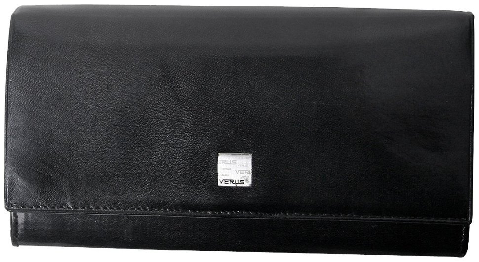 Женский кошелек с монетницей поцелуйчик Tokyo из кожи черного цвета VERUS 102501 modnotak фото №1