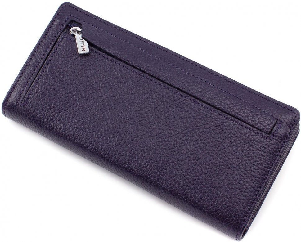 Синій гаманець з фактурної шкіри із застібкою KARYA (1156-44)
