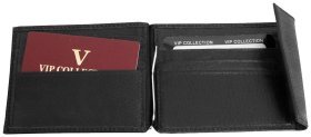 Чорний затискач для купюр із монетницею Vip Collection 102601 (шкіра флотар)