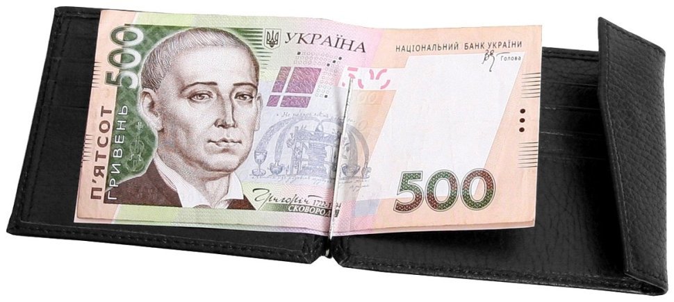 Чорний затискач для купюр із монетницею Vip Collection 102601 (шкіра флотар) фото №3 Чорний затискач для купюр із монетницею Vip Collection 102601 (шкіра флотар) modnotak фото №3