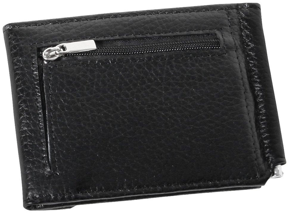 Чорний затискач для купюр із монетницею Vip Collection 102601 (шкіра флотар) фото №4 Чорний затискач для купюр із монетницею Vip Collection 102601 (шкіра флотар) modnotak фото №4